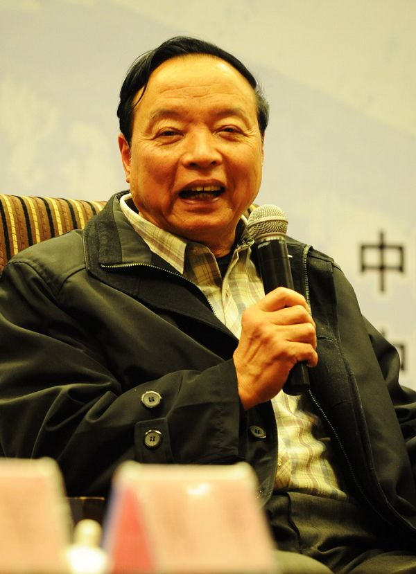 “中国当代十大武术教练”之一的曾乃梁在“中国武文化高峰论坛”上。