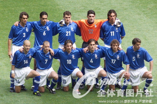 1998年法国世界杯 意大利队首发阵容 6号为内斯塔