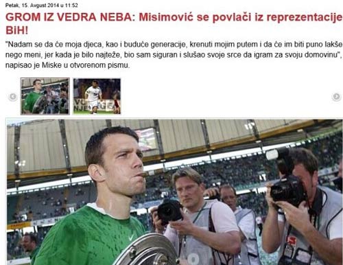 米西宣布退出波黑国家队 10年国脚生涯终结