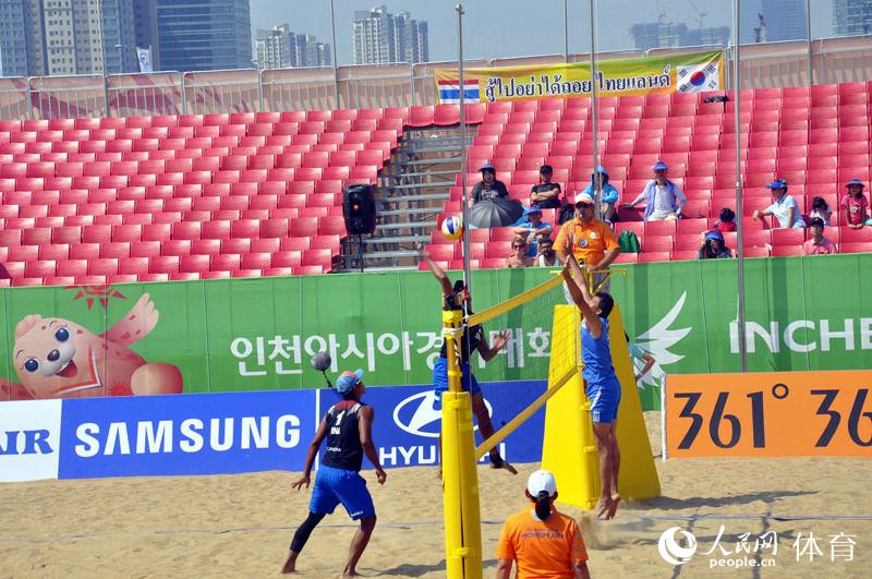 高清:亚运会沙滩排球比赛开赛 本网记者探访沙