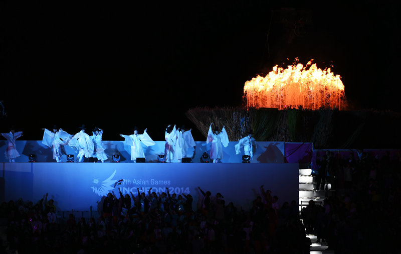 閉幕式上的韓國傳統舞蹈《鶴之舞》