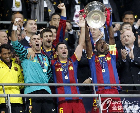 2011年，巴萨在欧冠决赛中击败曼联，夺得冠军