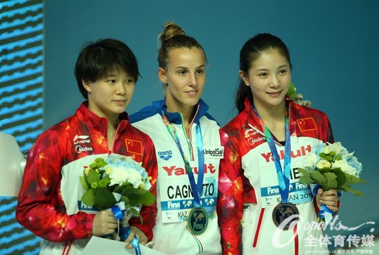 意大利奪走女子1米板冠軍，中國選手分列二三位。