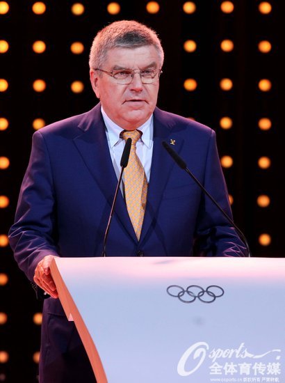 國際奧委會第128次全會繼續舉行，奧委會主席巴赫發表講話。