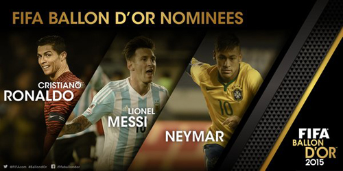 FIFA金球獎最終3人候選揭曉：梅西C羅內馬爾入圍