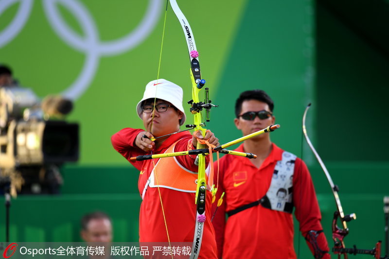 奥运会男子射箭团体三、四名决赛中,中国队以
