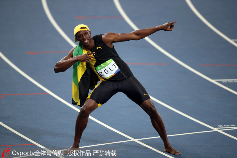 巴西當地時間8月14日晚上，在裡約奧運會男子100米決賽中，牙買加名將博爾特以9秒81的成績獲得冠軍，連續三屆奧運會在男子百米決賽中奪魁。美國選手加特林以9秒89屈居亞軍，加拿大選手德-格瑞斯以9秒91獲得季軍。