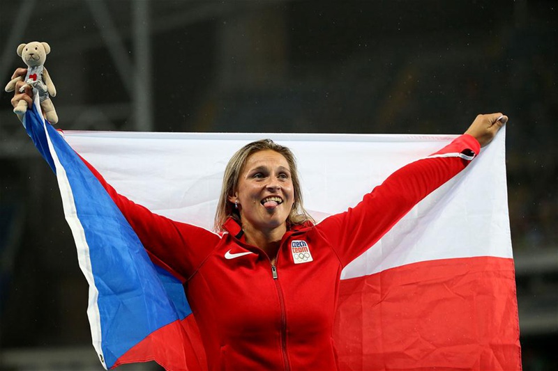 巴西當地時間8月18日晚上，在2016年裡約奧運會田徑女子標槍決賽中，捷克選手斯波塔科娃以64米80的成績獲得季軍。 新華社記者李明攝