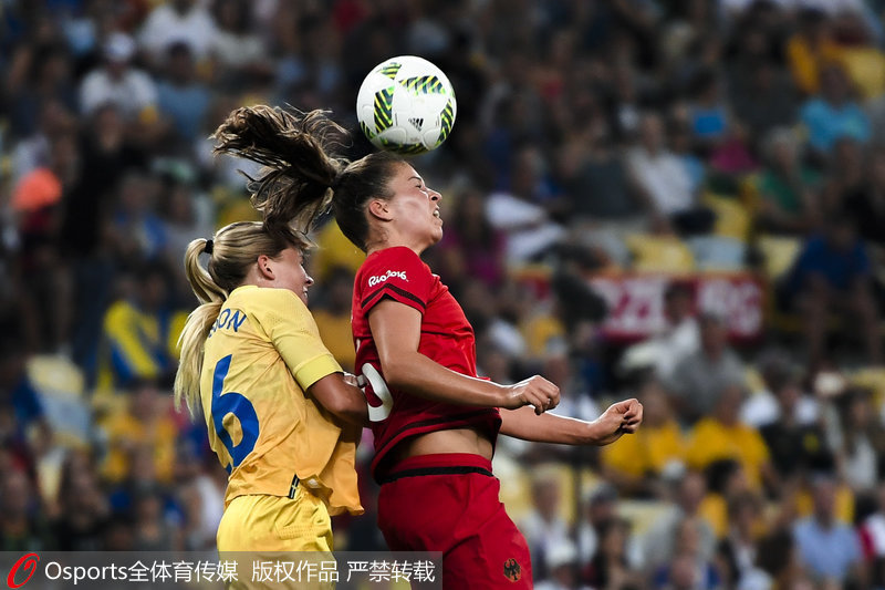 巴西当地时间8月19日，在2016年里约奥运会女足决赛中，德国2：1胜瑞典夺金。