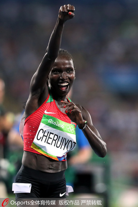 巴西当地时间8月19日晚上，在2016年里约奥运会田径女子5000米决赛中，肯尼亚选手切鲁约维特夺冠。