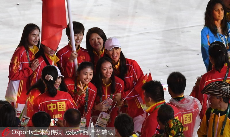 高清：里约奥运会闭幕式 丁宁担任中国代表团旗手