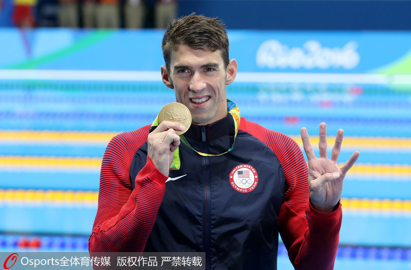 2016年里约奥运会男子200米混合泳决赛，菲尔普斯夺冠。