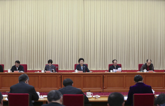 12月28日，中共中央政治局委員、國務院副總理劉延東在北京出席體育工作座談會並講話。新華社記者 曹燦 攝