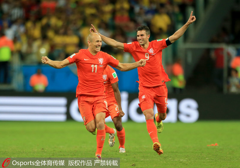 2014年巴西世界杯1/4決賽：荷蘭4：3（點球4：3）勝哥斯達黎加。