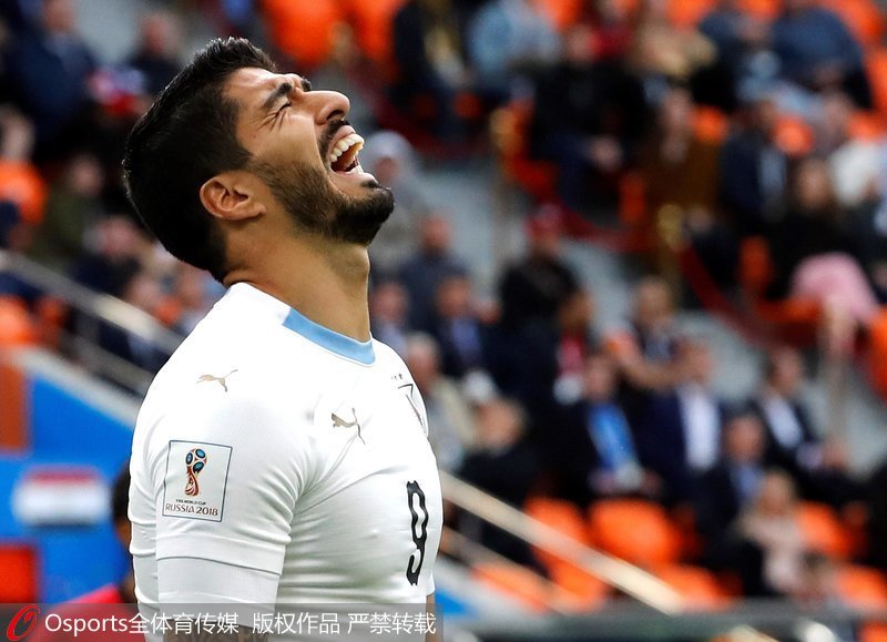 6月15日，烏拉圭1-0埃及，蘇亞雷斯表情激動。