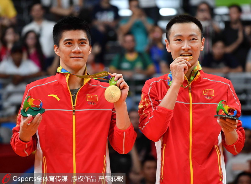 2016年裡約奧運會羽毛球男雙決賽，傅海峰/張楠奪冠