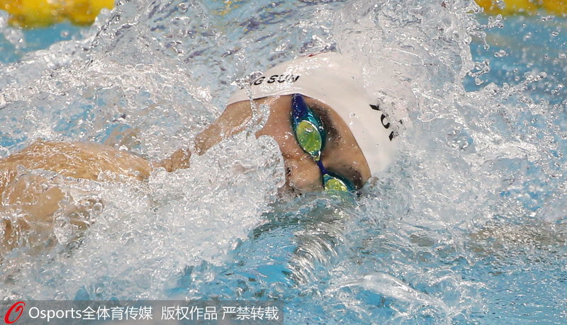 2014年仁川亞運會，男子200米自由泳決賽，孫楊摘銀荻野公介后程發力奪金。