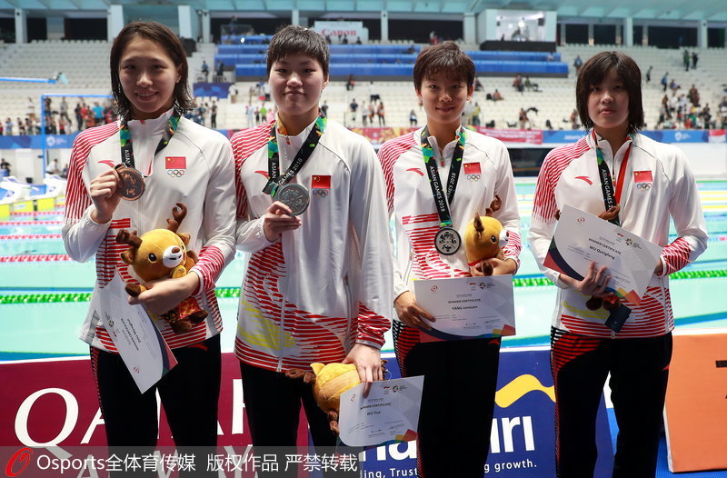 女子4x100米自由泳接力 中國隊（朱夢惠、吳越、吳卿風、楊浚瑄）奪得亞軍