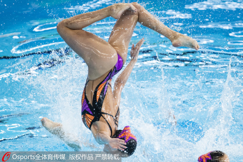 中國花樣游泳隊在比賽中