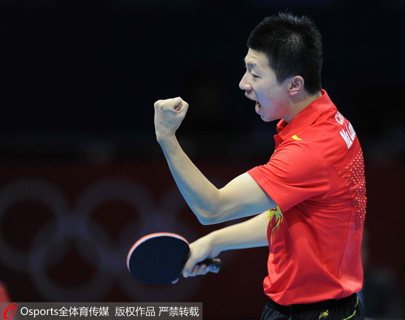 2012年8月8日，乒乓球男團決賽，中國3：0韓國。馬龍為國乒取得開門紅。