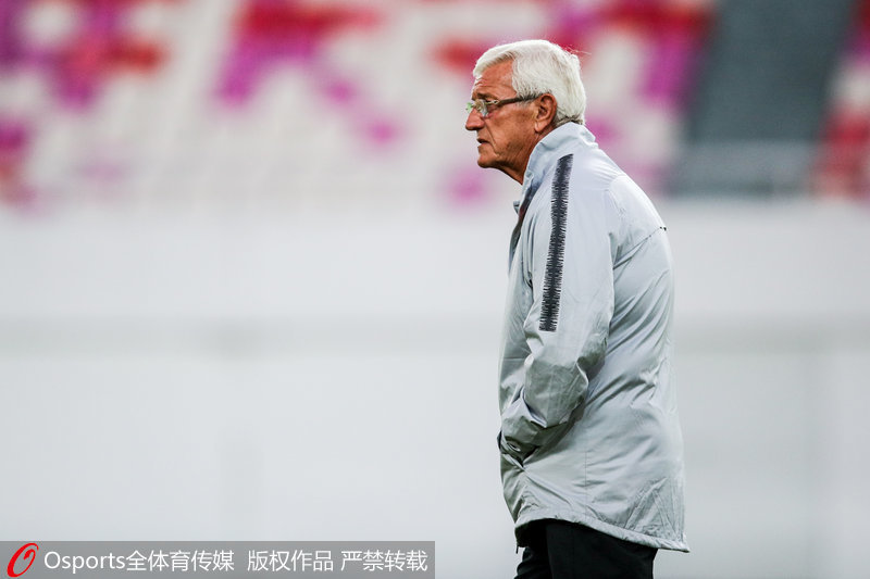 2019年9月2日，2019年世預賽備戰，國足在廣州首練，主帥裡皮在指導。