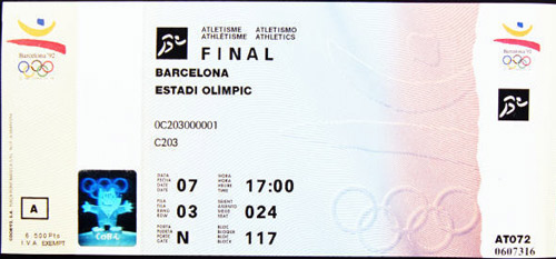 1992年巴塞罗那奥运会门票票样