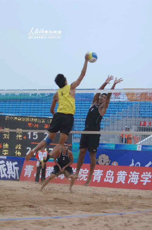 十一运会沙滩排球赛赛况:解放军2:1胜广东